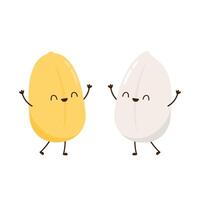 Paddy character design. rice on white background. rice seed. vector