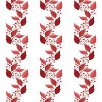 vertical pattern of poinsettia leaves and red berries on a branch vector