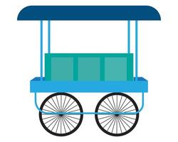 Thallu vandi hand cart or movable shop. Street cart store isometric icon. Trolley with stall under colorful tent isolated on white background. Movable shop on wheels illustration vector