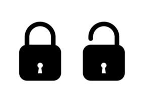 Set of Lock flat icon. The padlock unlocked and locked with the key. Lock closed and lock open. Symbol protection and secure illustration vector