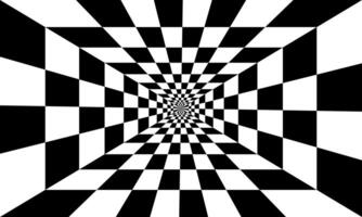 a black and white checkered pattern with a central hole black and white optical illusion checked background vector