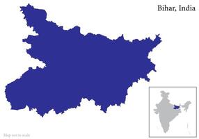 Indian state Bihar map, Bihar map along with Indian Map vector