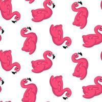 Pattern of swimming circles in the form of a pink flamingo with a large long neck, a large floating bird. Swimming circle with birds is perfect for a summer themed pool party. Seamless illustration vector