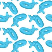 Pattern of swimming circles in the form of a mermaid's tail, a large floating inflatable sea tail. This blue inflatable cushion float is perfect for a summer themed pool party. Seamless illustration vector
