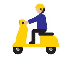 a man in a helmet riding a yellow scooter vector