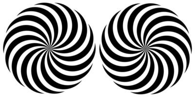 two black and white spiral patterns on a white background vector