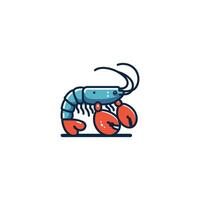Cute simple lobster colored flat icon on isolated white background vector