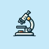 simple microscope colored flat icon on isolated blue background vector