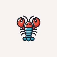Cute simple lobster colored flat icon on isolated white background vector