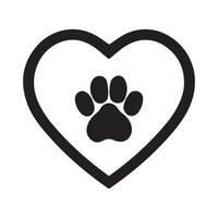paw heart silhouette - Dog paw heart illustration in black and white vector