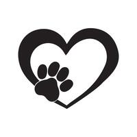 paw heart silhouette - Dog paw heart illustration in black and white vector