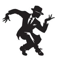 Dance silhouette, Jazz Walk Dance illustration in black and white vector
