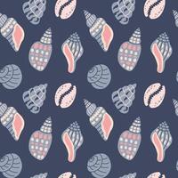 Sea shells seamless pattern. Trendy pattern of seashells for wrapping paper, wallpaper, stickers, notebook cover. The texture may be used for printing on fabric or paper and background in web design. vector