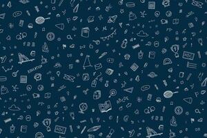 Back to school hand drawn pattern elements on green background. background, banner for poster, advertisement, internet. vector