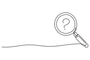 Line drawing magnifying glass with question mark icon illustration search concept vector
