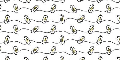 Battery charge icon in line style. Power level illustration on white isolated background. Lithium battery seamless pattern business concept. vector