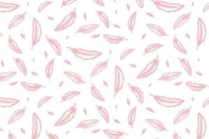 Seamless pattern with pink feathers on a white background. illustrations for textiles and paper. Aerial design for girls vector