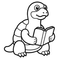Angulate Tortoise turtle reading icon illustration vector