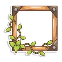 wood frame nature with leaf illustration vector