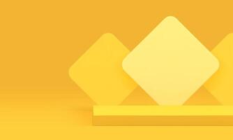 3d podium pedestal yellow showcase for product presentation realistic illustration vector