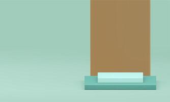 3d green podium pedestal with golden wall background for product show realistic illustration vector