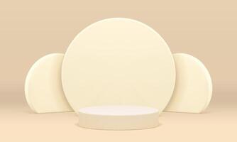 3d light cylinder podium with round wall background mock up for show realistic illustration vector
