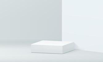 3d display white squared podium mock up for product presentation realistic illustration vector
