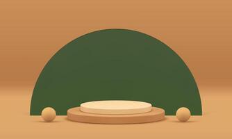 Beige 3d showcase podium pedestal mock up for product presentation realistic vector