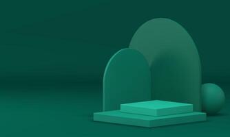 Green 3d podium display mock up for product show presentation realistic illustration vector