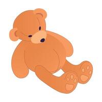 The teddy bear lies abandoned by the owner. illustration of loneliness, mental depression, psychological problems. The concept of fear of separation or growing up, revision of life goals. vector