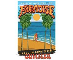 This place called paradise. Summer vibes print design. Palm tree graphic design. Beach t shirt. vector