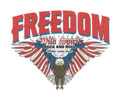 Freedom typography artwork. Eagle rebel rock tour graphic print design. Make some noise rock and roll artwork design. vector