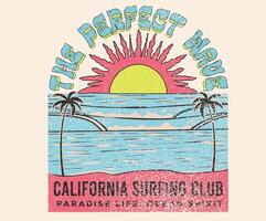 California surfing club. Beach paradise. Palm tree sketch. Tropical flower with beach design. Summer vibes graphic print design. vector