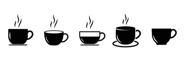 Coffee cup icon set. Cups of coffee tea symbol collection. vector