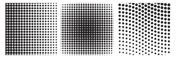 Set of Abstract dotted circles, rectangle halftones geometric dots gradient and pop art texture. Dot spray gradation set background. vector