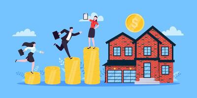 Mortgage refinance to buy a house flat style design business concept. vector
