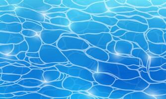 Pool water texture abstract cartoon style illustration. Pool water surface with blue wave ripples and foam background or pattern. Summer ocean resort beach swimming texture. vector
