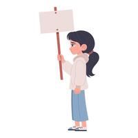 Cute girl with a sign, on a white background vector
