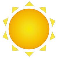 A vibrant illustration of a summer sun with golden rays in the shape of triangles, perfect for seasonal designs and summer themes. vector