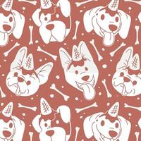 CUTE DOGGIE HEAD WITH AN ICE CREAM ON HEAD PATTERN vector