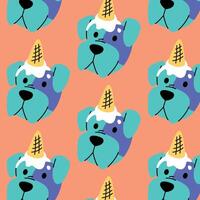 A CUTE DOG WITH AN ICE CREAM ON HIS HEAD PATTERN DESIGN vector