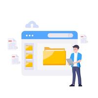 File management concept. Data storage. Folders, documents and media content. vector
