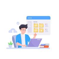 File management concept. Data storage. Folders, documents and media content. vector