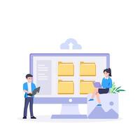 File management concept. Data storage. Folders, documents and media content. vector