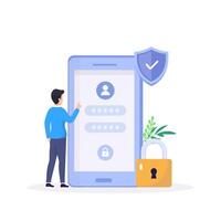 Data protection concept. Shield on Computer data management and protect data. vector