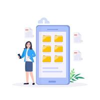 File management concept. Data storage. Folders, documents and media content. vector
