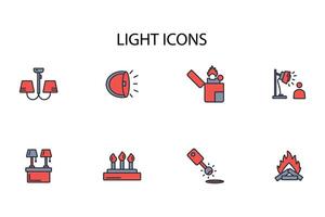 Light icon set..Editable stroke.linear style sign for use web design,logo.Symbol illustration. vector