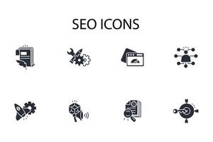 SEO icon set..Editable stroke.linear style sign for use web design,logo.Symbol illustration. vector