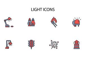 Light icon set..Editable stroke.linear style sign for use web design,logo.Symbol illustration. vector