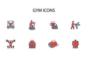 Gym and fitness icon set..Editable stroke.linear style sign for use web design,logo.Symbol illustration. vector
